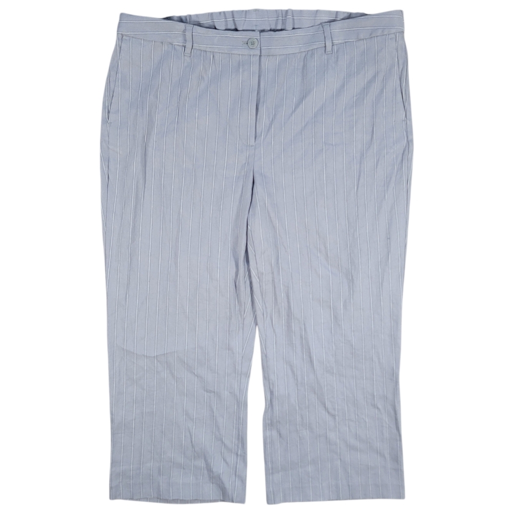 J Jill Linen Stretch Cropped Pants Womens 22 W Gray Striped Wide Leg Casual‎ New